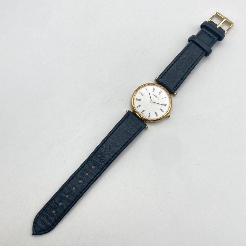 Vintage Lassale Men's Watch 32mm Gold Tone 5E20-8A69 Slim Black Band New Battery - Picture 14 of 16